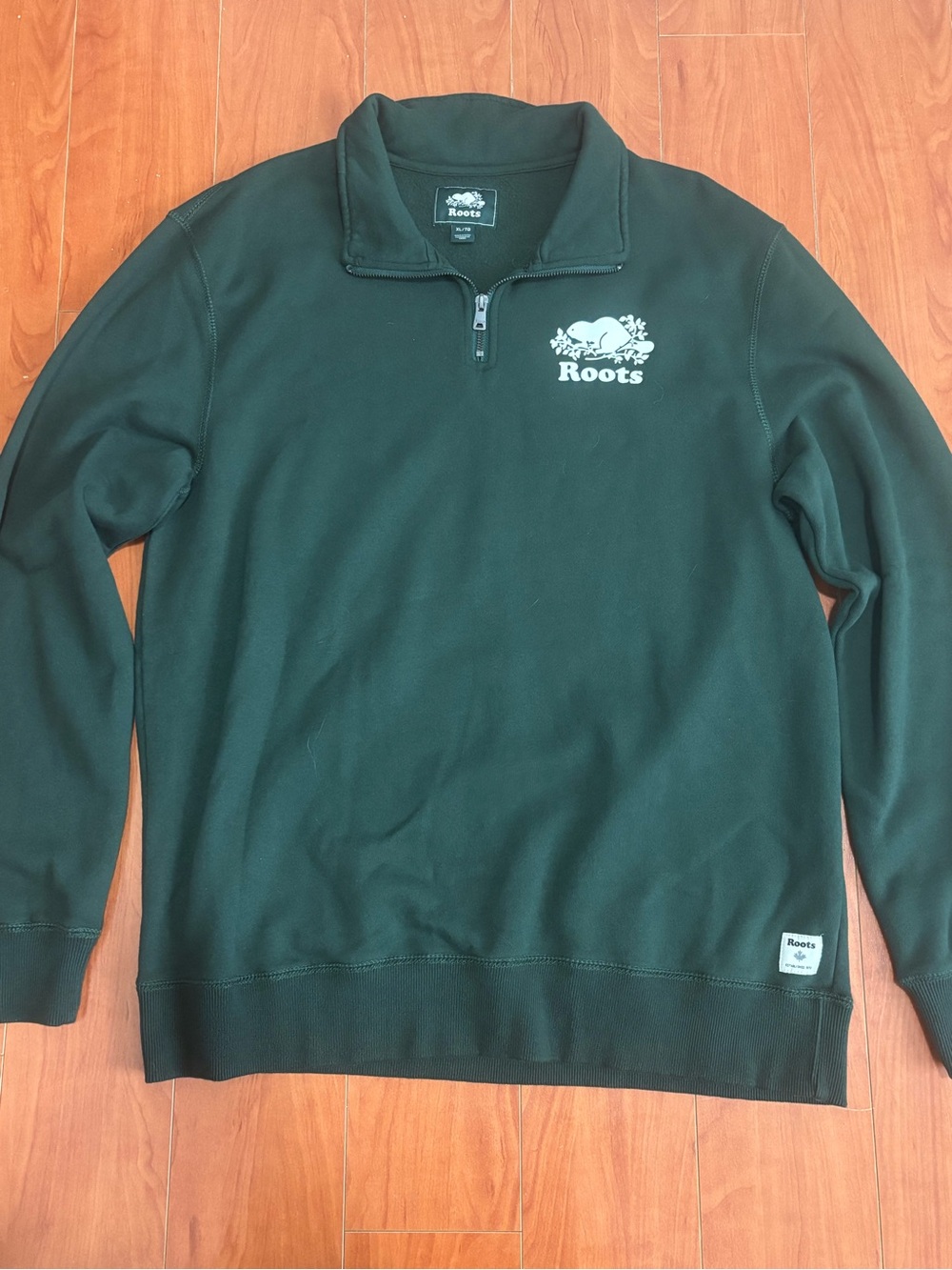 Roots Men's Forest Green Quarter-Zip Pullover